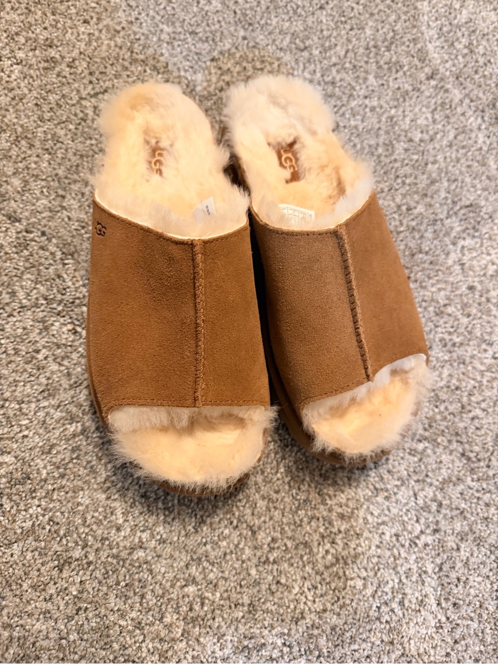 UGG Chestnut Sheepskin Open-Toe Slide Slippers